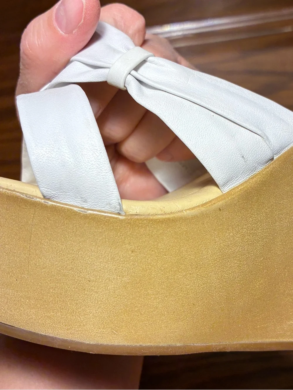 Y2K Vintage Cathy Jean Brazil Platform Wedge Slides White Leather Size 8
